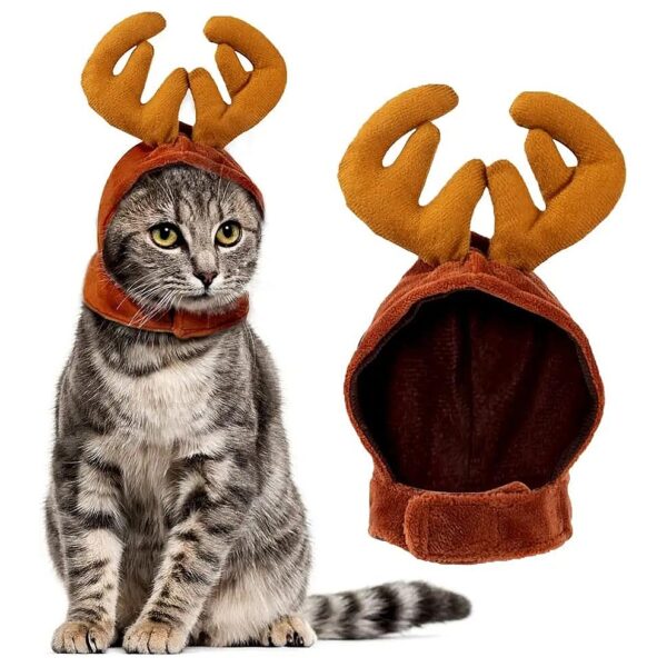 Cute Christmas Elk Antler Reindeer Pet Headwear Costume for Cats and Small Dogs