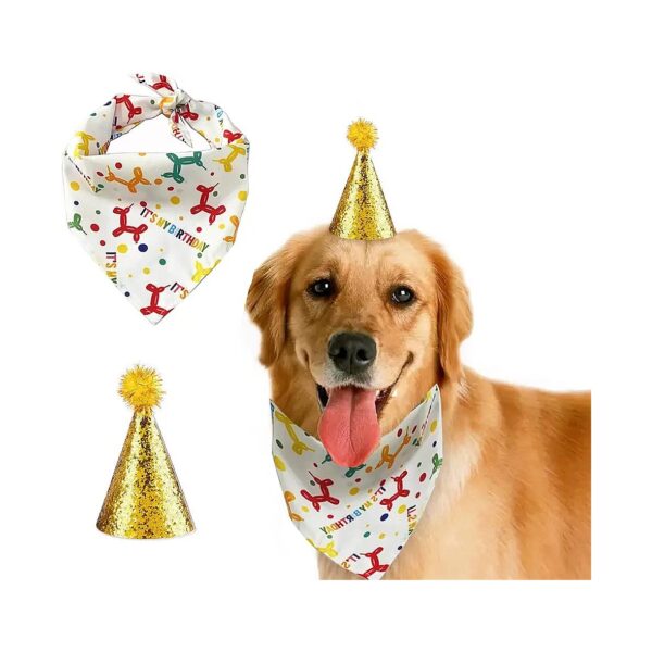 Cute Dog Birthday Party Supply Scarf and Hat Set for Small Medium Large Dog Occasions