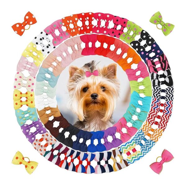 Cute Dog Hair Bows with Rubber Band Hair Accessories for Small Dogs