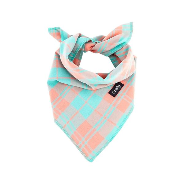 Cute Dog Scarf with Vibrant Orange Green Plaid Printing for Small Dogs