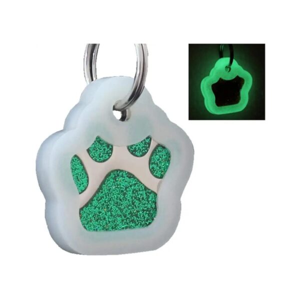 Cute Glitter Paw Personalized Pet ID Tags with Easy Read Text