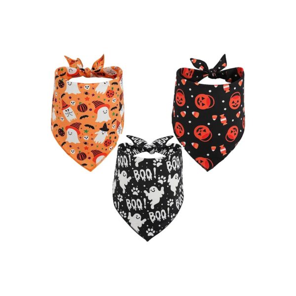 Cute Halloween Dog Bandanas for Medium to Large Breed Dogs, 3-Pack