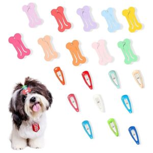 Cute Pet Hair Clamps for Hair Grooming - 20 Pieces Dog Hair Barrettes in Random Colors