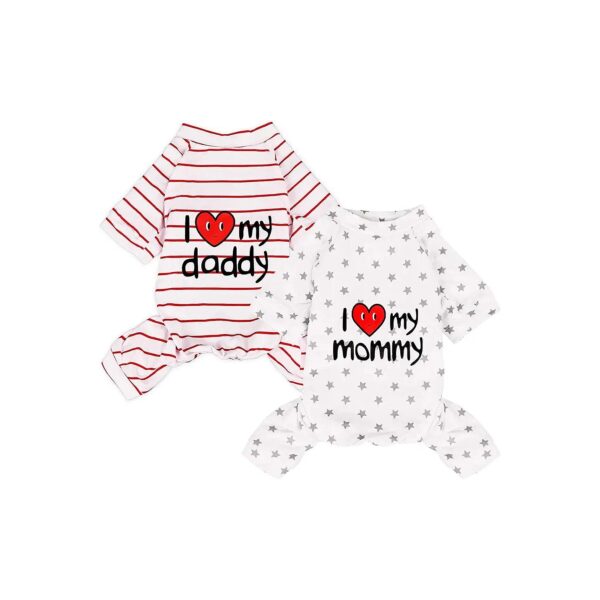 Cute Pet Pajamas with I Love My Mommy/Daddy Print for Small to Medium-Sized Animals S