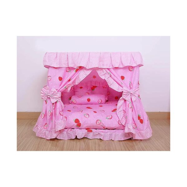 Cute Princess Pink Pet Bed House for Dog Cat with Candy Pillow Canopy Medium Size