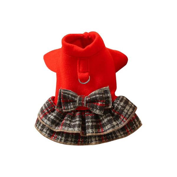 Cute Puppy Clothes for Small Dogs Girl Red and Green Holiday Pattern