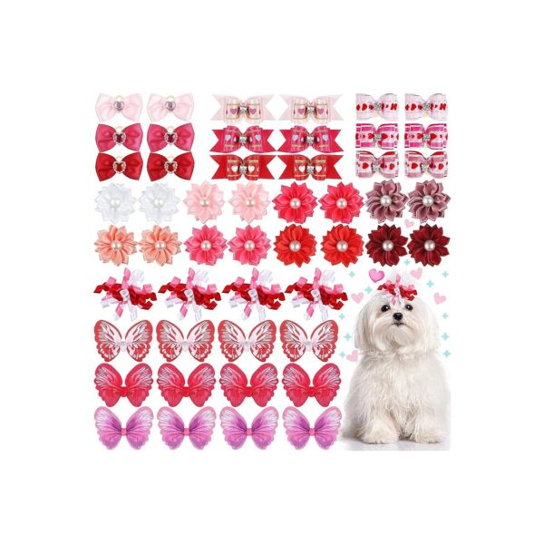 Cute Puppy Tie Bows Valentine's Day Dog Accessories Mixed Styles Rhinestones