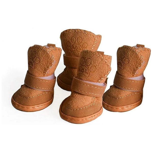 Cute Winter Small Pet Snow Boots with Lamb Skin Warm Plush Lining Anti-Slip Sole