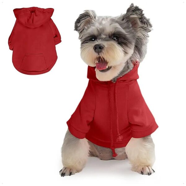 Cute and Adorable Dog Clothing for Small Dogs - Red Hoodie with Hood and Pockets, XS