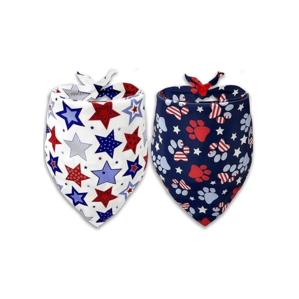 Cute and Soft Patriotic Paws 4th of July Dog Cat Bandana for Large Medium Small Pets