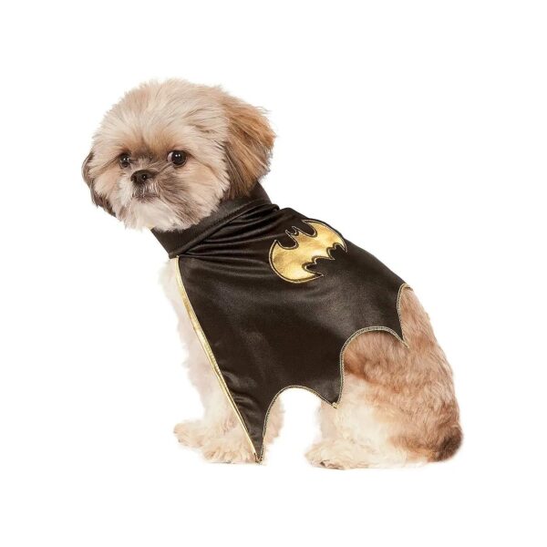 DC Comics Batgirl Pet Cape for Small Dogs with Golden Bat Outline and Trim