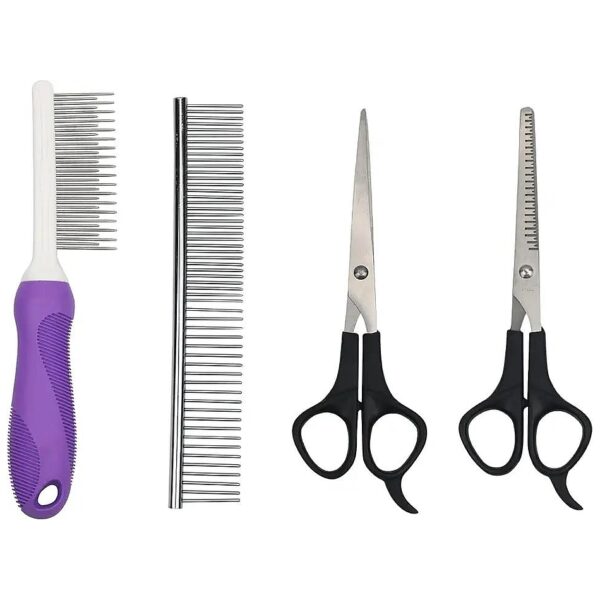 DIY Pet Grooming Kit with Metal Detangling Comb for Long and Curly Haired Pets