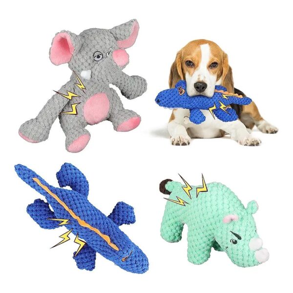 Dachshund Corgi Poodle Pug Bulldog Friendly Squeaky Plush Dog Toys 3 Pack