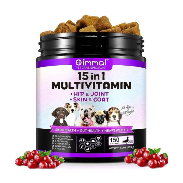 Daily Dog Vitamins with Glucosamine and Probiotics for Healthy Joints and Digestion