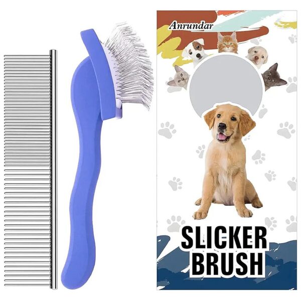 Dark Blue Dog Brush for Goldendoodles and Golden Doodles with Long-Haired Bristles