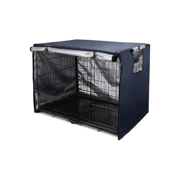 Dark Blue Dog Crate Cover with Two Doors for Easy Access and Maximum Ventilation