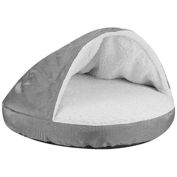 Dark Gray Oxford Fabric Pet Cave Bed with Removable Top and Machine Washable Insert