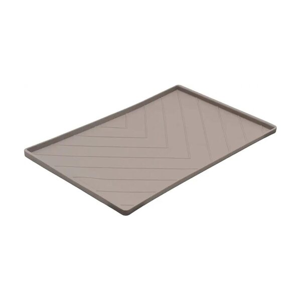 Dark Grey Pet Bowl Mat with Waterproof and Spill-Proof Design