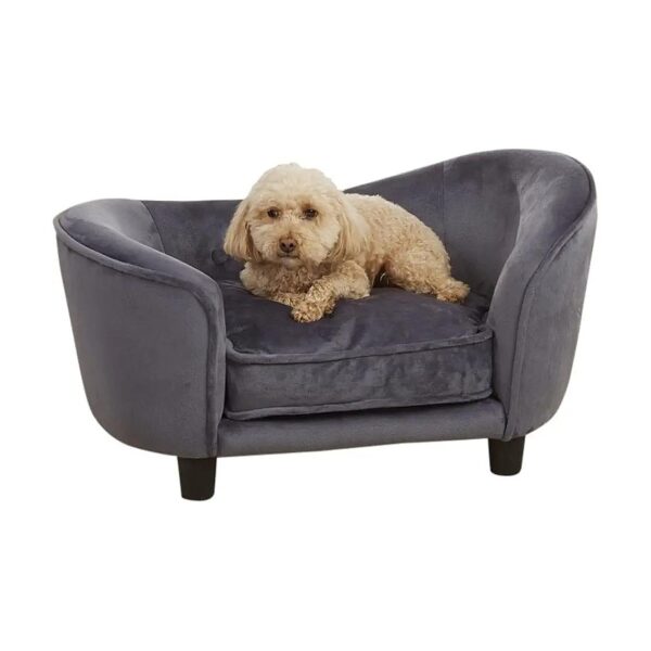 Dark Grey Snuggle Bed for Small Pets with Storage and Washable Cover