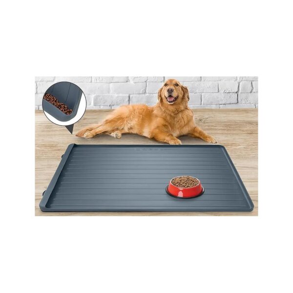 Dark Grey Water-Resistant Silicone Pet Feeding Mat for Dogs and Cats