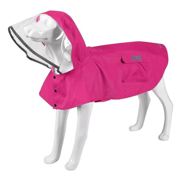 Dark Pink Waterproof Pet Raincoat with Adjustable Waist and Reflective Accents