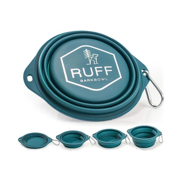 Dark Teal Collapsible Dog Bowl with 800ml Capacity for Large Meals