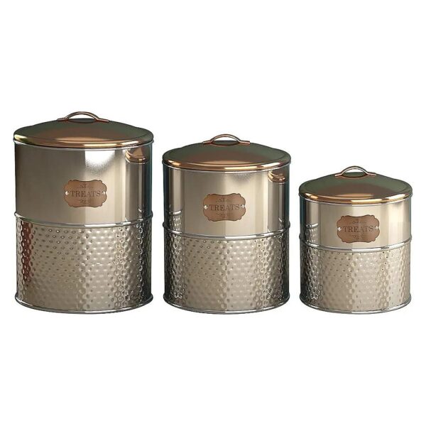 Decorative Metal Cookie Jar for Pet Treats and Dry Food