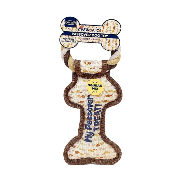 Delight Your Dog with this Squeaky Matzah Patterned Bone Toy for Passover