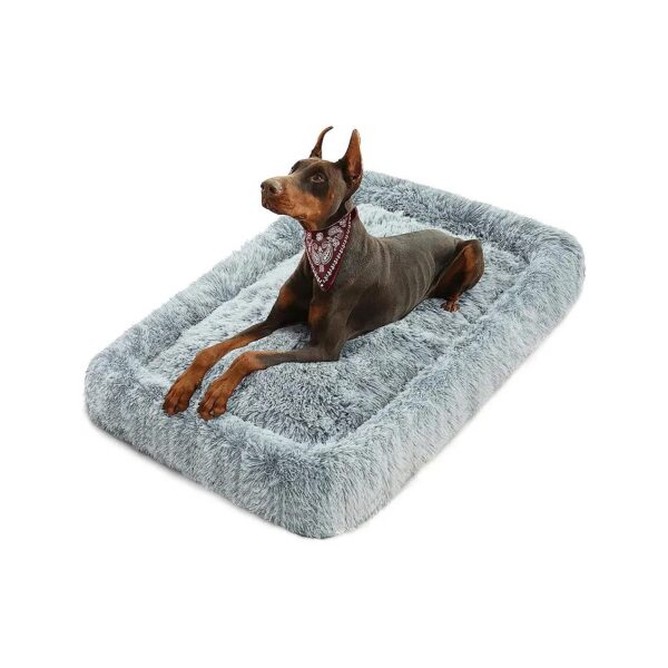 Deluxe Large Dog Bed Mat with Fluffy Cozy Kennel Pad and Pillow Edge Design