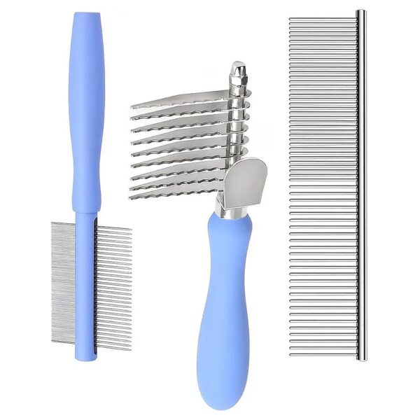 Dematting Rake and Comb for Dogs and Cats - Perfect for Poodles and Mix Breed Pets