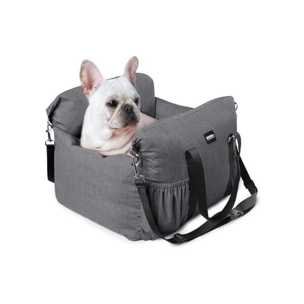 Detachable Washable Car Seat for Small Grey Dogs Grey Polyester Blend