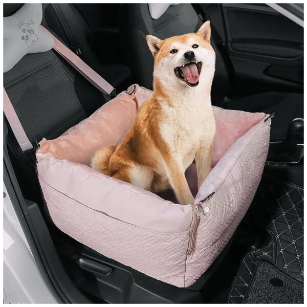 Detachable and Washable Small Dog Car Seat with Large Storage Bags, Soft Portable Dog Bed