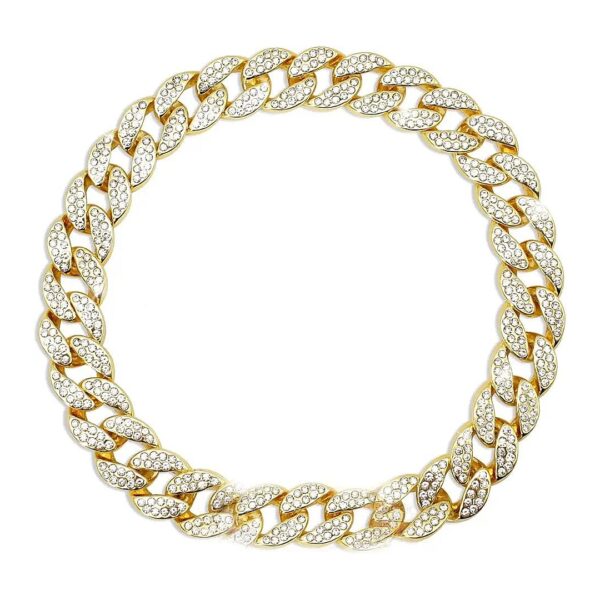 Diamond and Gold Link Collar for Small Medium Large Dogs and Cats with Secure Metal Chain