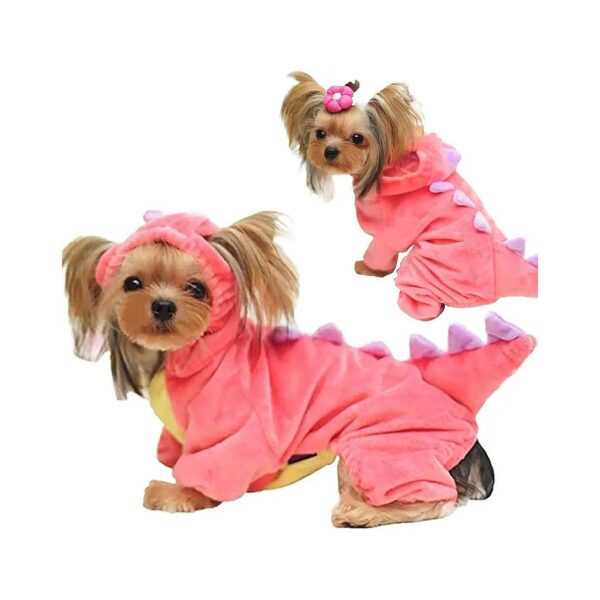 Dinosaur Plush Hoodies for Small Medium Dogs Cats X-Large Size Halloween Costume Apparel