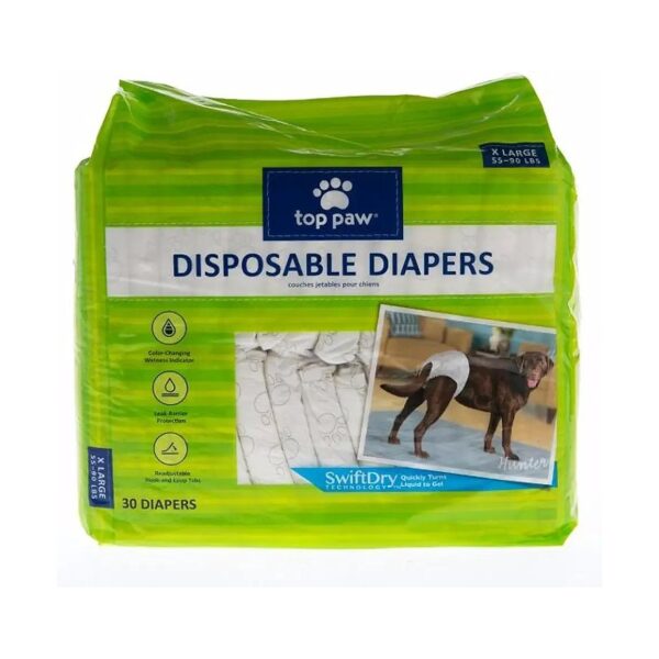 Disposable Dog Diapers for Large Dogs 30 Pack with Hook Loop