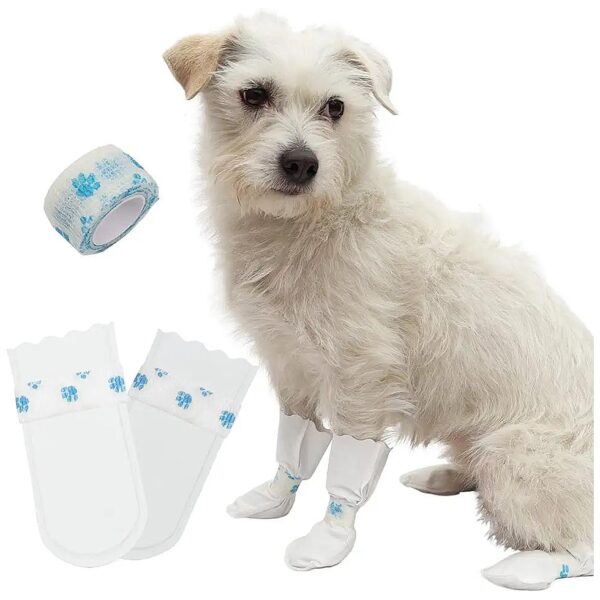 Disposable Dog Paw Protectors with Self-Adhesive Bandage for Small Medium Large Dogs