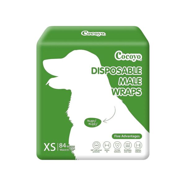 Disposable Male Dog Wraps for Small Puppies with Green Indicator