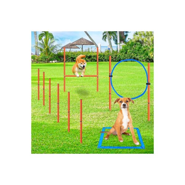 Dog Agility Starter Kit with Adjustable Jump Hurdle and Weave Poles