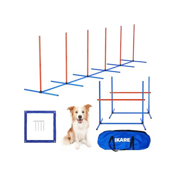 Dog Agility Training Kit with Pause Box, Jumping Hurdles, and Weave Poles for Fitness