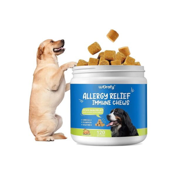 Dog Allergy Relief Chews, Omega 3 Fish Oil, Probiotics for Healthy, Glowing Coat and Skin