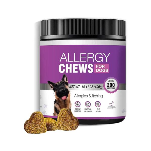 Dog Allergy Relief Chews with Probiotics and Vitamins for Skin and Coat Allergies