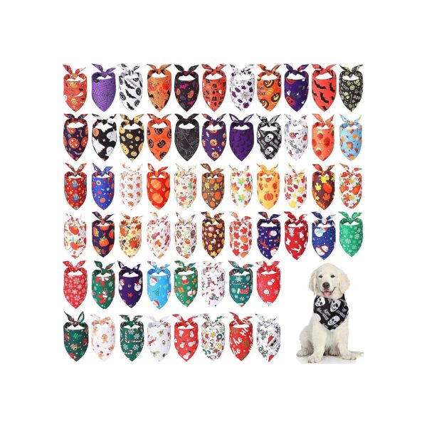 Dog Bandanas with 60 Pieces for Small Medium Dogs with Holiday Cheer