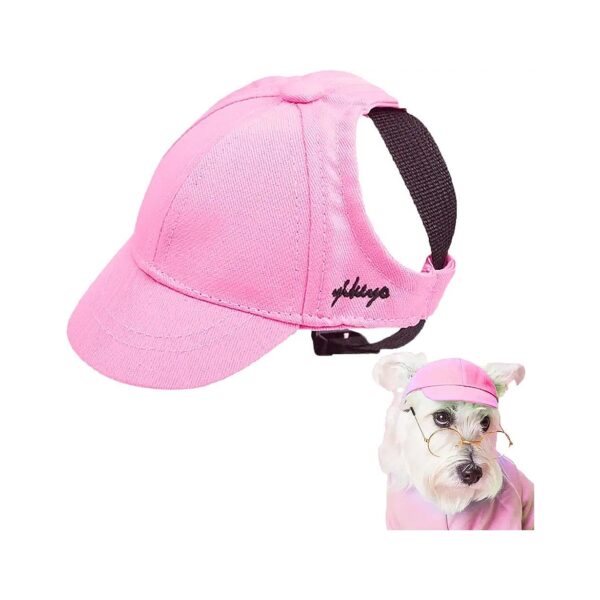 Dog Baseball Cap with Neck Strap and Ear Holes for Small Dogs in Outdoor Sun Protection