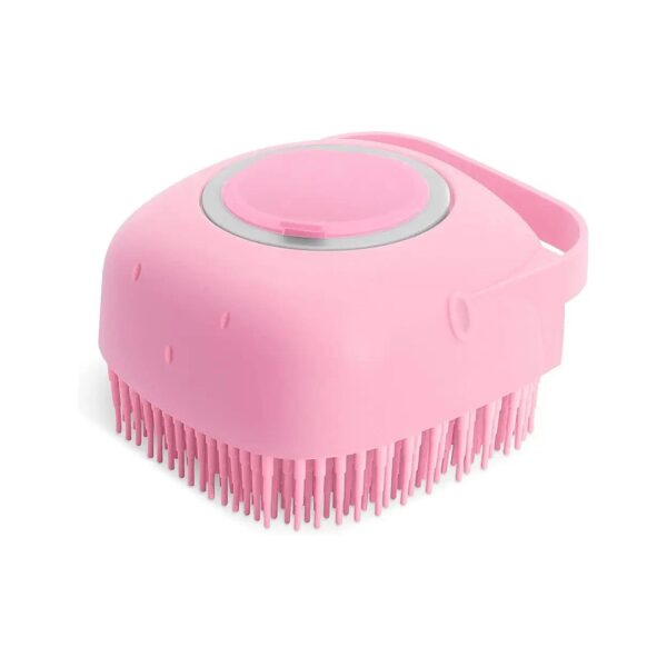 Dog Bath Massage Brush with Soft Bristles and Shampoo Dispenser