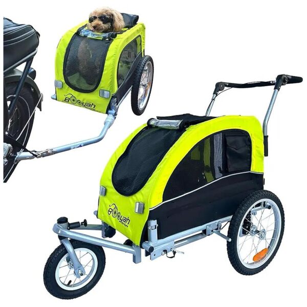 Dog Bike Trailer with Rust-Free Aluminum Wheels and Air-Filled Front Wheel