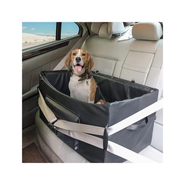 Dog Booster Seat for Medium Dogs and 2 Small Pets with PU Leather and Safety Belts