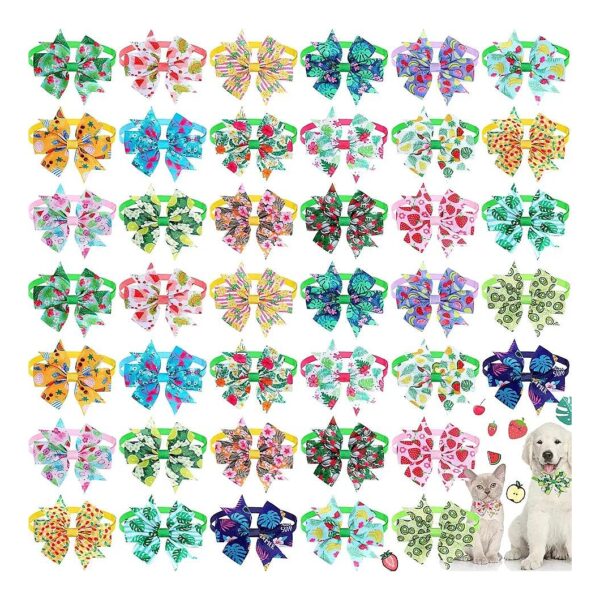 Dog Bow Ties Collars with Plastic Buckle for Small Medium Puppies Summer Grooming Tools