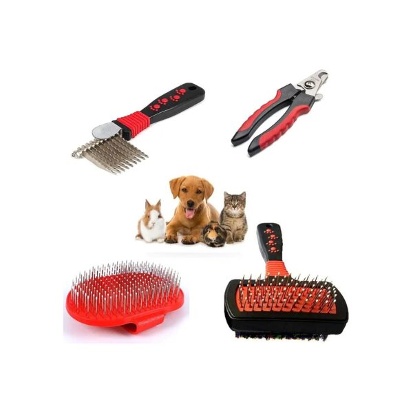 Dog Brush Kit for Shedding and Undercoat Rake - Includes Nail Clipper and Massage Brush