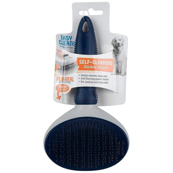 Dog Brush for Medium and Long Hair Dog Coats with Self-Cleaning Feature