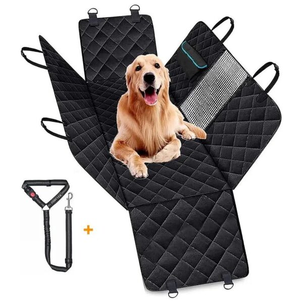 Dog Car Seat Protector Liner with Adjustable Headrest Strap and Hammock Design